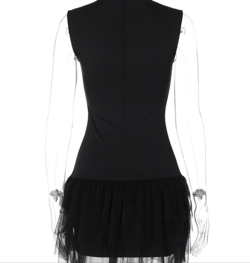 Chic Black Ruffled Mini Dress - Picture 5 of 9